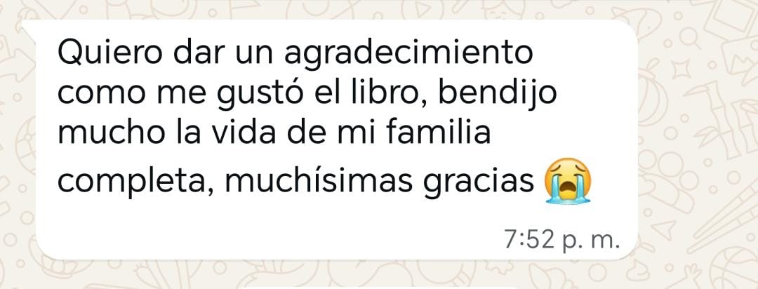 Captura de WhatsApp 3: opinión de una persona que leyó el libro